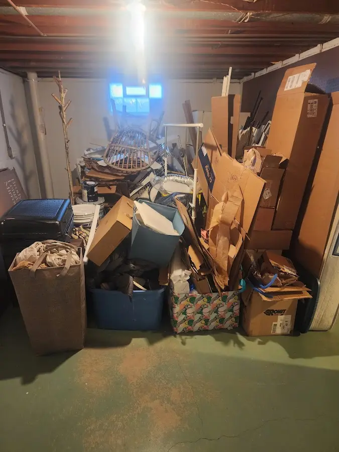 Roll-off dumpster container at job site for 8 Yard Dumpster Rental in Becker